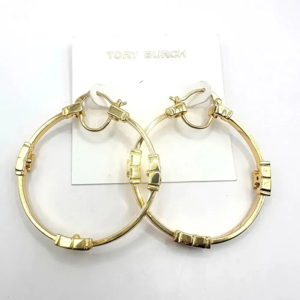 Tory Burch Logo T Earrings Oversized Signature Designer Jewelry NWT Gold